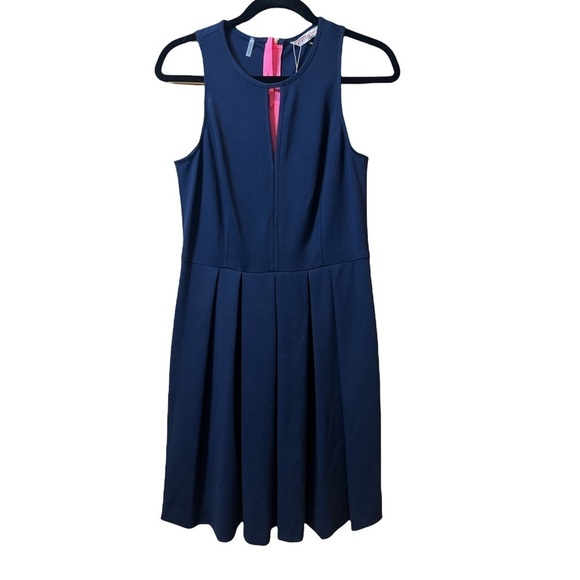 Rebecca Taylor Navy Blue Crew Neck Mini Dress Size 10 - Picture 3 of 6